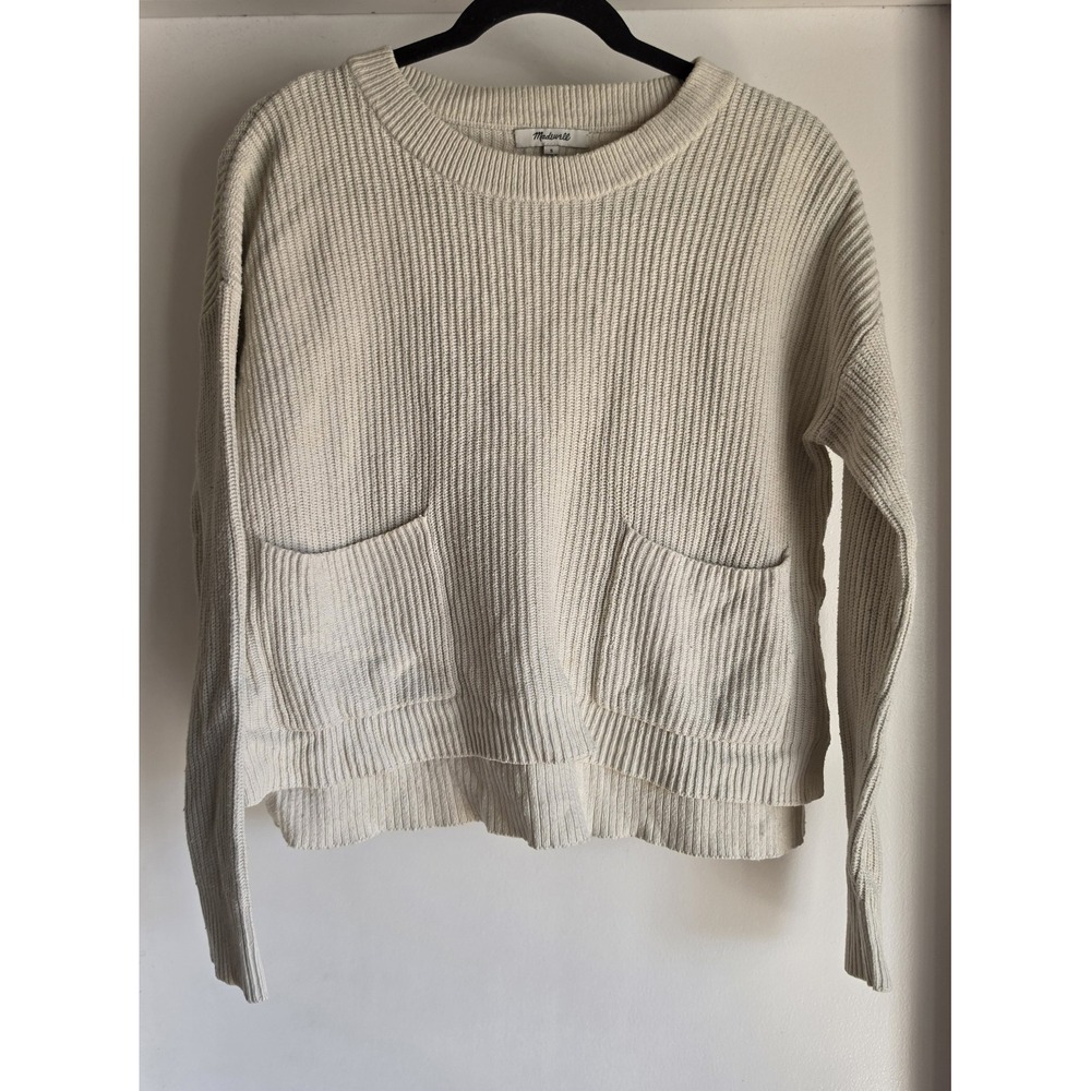 Madewell Sweater Size S Beige Crew Neck Long Sleeve Ribbed Pullover Knit Top